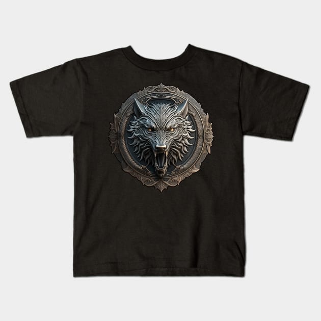 School of the Wolf medallion Kids T-Shirt by MaxDeSanje 